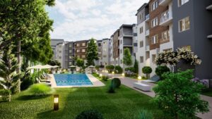 Bouskoura Living; Projet neuf; Bouskoura; Vente; vente appartement; Casablanca; Moyen Standing; MS; Résidence fermée; Piscine; jardin.